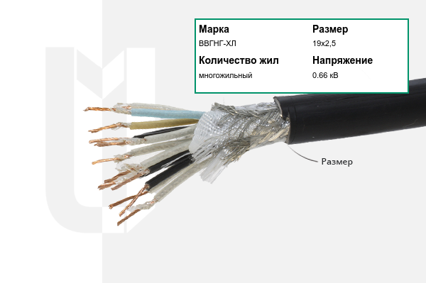 Силовой кабель ВВГНГ-ХЛ 19х2,5 мм